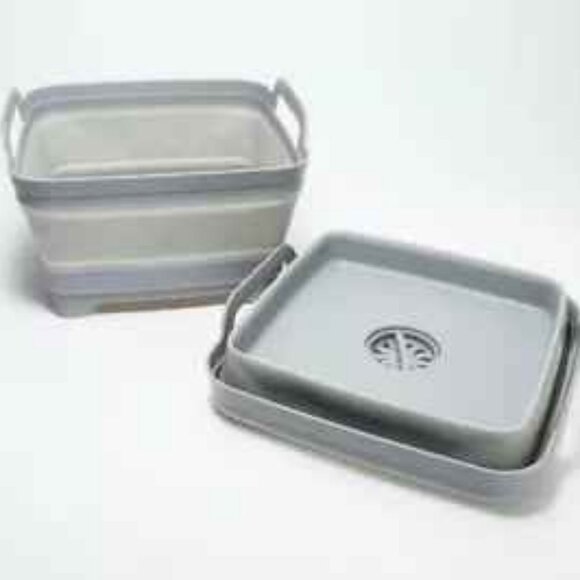 Mark Charles Misilli Set of 2 Collapsible Dish Drainers w/ Removable Drain Grey - Picture 3 of 10